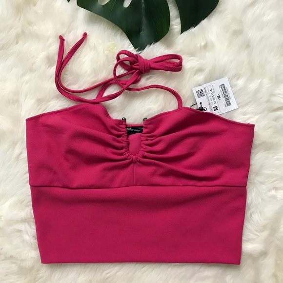 Zara Other - 🎉 HP 🎉  ZARA pink bustier halter bikini top